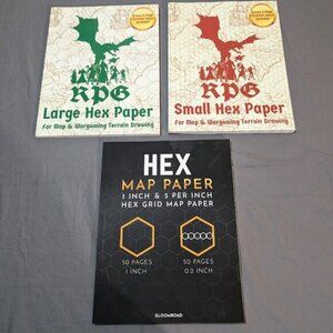 New RPG Hex Map Paper Large and Small Lot of 3 Books